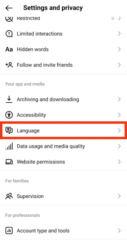 Jak zmienić język na Instagramie dla Androida? |Zdjęcie: https://www.itgeared.com/how-to-change-language-on-instagram/