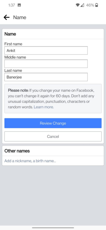 Як змінити своє ім'я у Facebook на пристрої Android / Photo: https://www.androidauthority.com/change-name-facebook-3143054/
